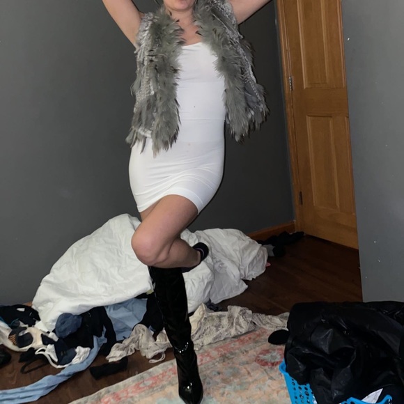 Rabbit fur grey vest coat - Picture 4 of 8